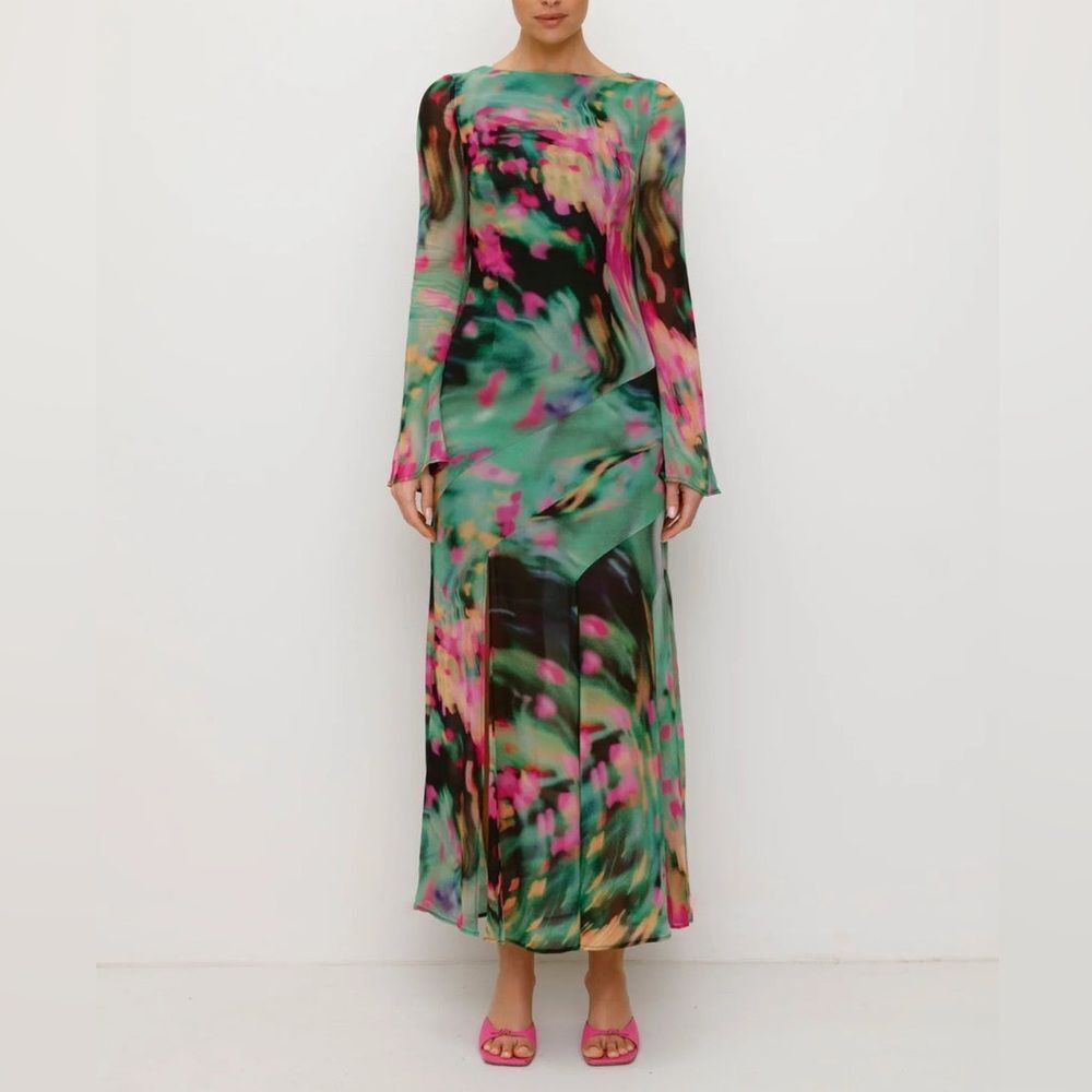 The Wolf Gang Giselle Maxi Dress - Verde Blur G21